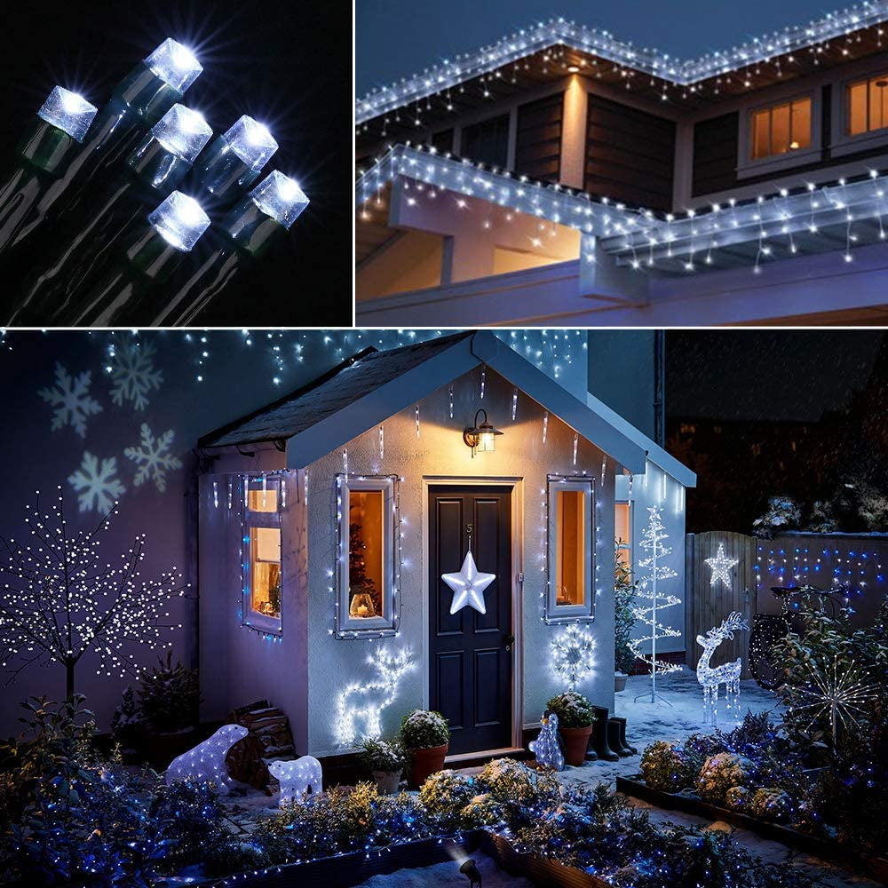 Christmas Lights Outdoor, 213Ft 600 LED Christmas String Lights, 8 Modes, Timer, Waterproof Christmas Fairy Twinkle Lights for Home Garden Yard Wedding Party Tree Xmas Decors - Cool White