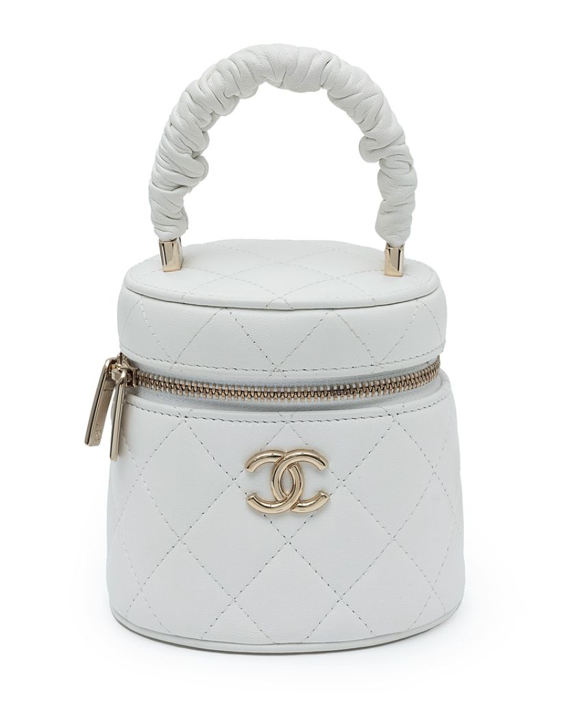 Authentic CHANEL White Vanity Gold CC Top Handle Bag – Same Model Worn by BLACKPINK Jennie – Pre-owned Luxury item