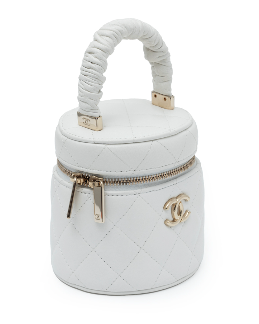 Authentic CHANEL White Vanity Gold CC Top Handle Bag – Same Model Worn by BLACKPINK Jennie – Pre-owned Luxury item