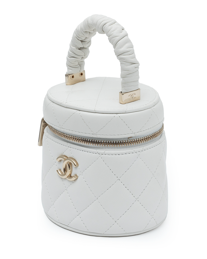 Authentic CHANEL White Vanity Gold CC Top Handle Bag – Same Model Worn by BLACKPINK Jennie – Pre-owned Luxury item
