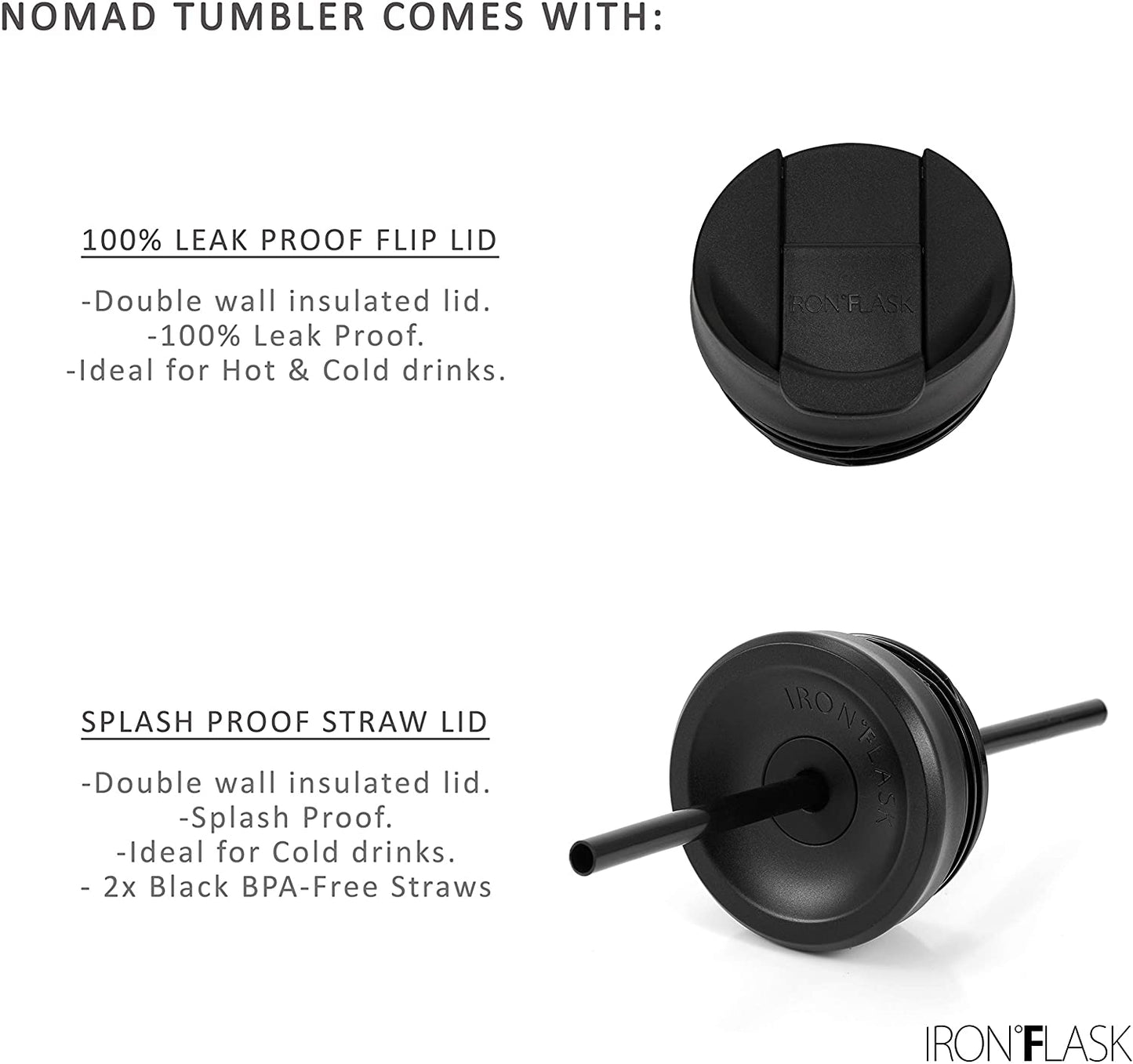 Nomad Tumbler - 2 Lids (Straw/Flip), Vacuum Insulated Stainless Steel Bottle, Double Walled, Drinking Cup, Thermos Coffee Travel Mug, Water - Rose Gold, 20 Oz