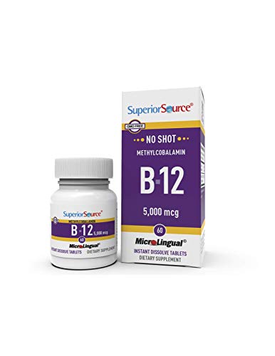 Superior Source No Shot Vitamin B12 Methylcobalamin 1000 mcg, Quick Dissolve MicroLingual Tablets, 60 Count