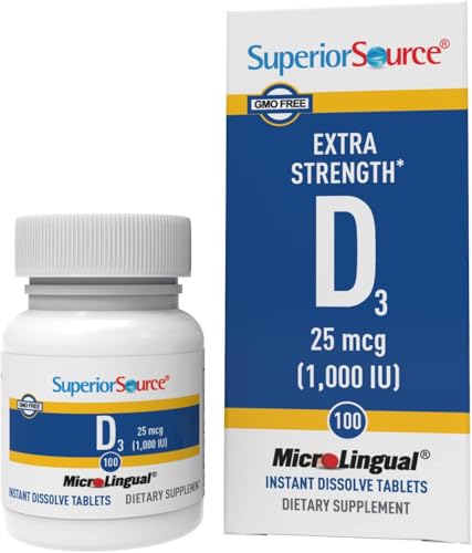 Superior Source Vitamin D3 5000 IU, Under The Tongue Quick Dissolve MicroLingual Tablets, 100 Count, Promotes Strong Bones and Teeth