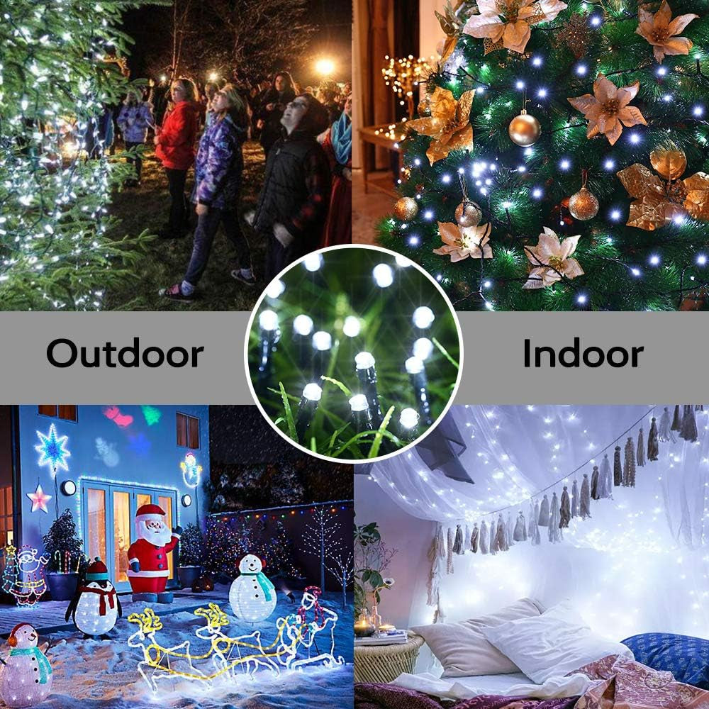 Christmas Lights Outdoor, 213Ft 600 LED Christmas String Lights, 8 Modes, Timer, Waterproof Christmas Fairy Twinkle Lights for Home Garden Yard Wedding Party Tree Xmas Decors - Cool White