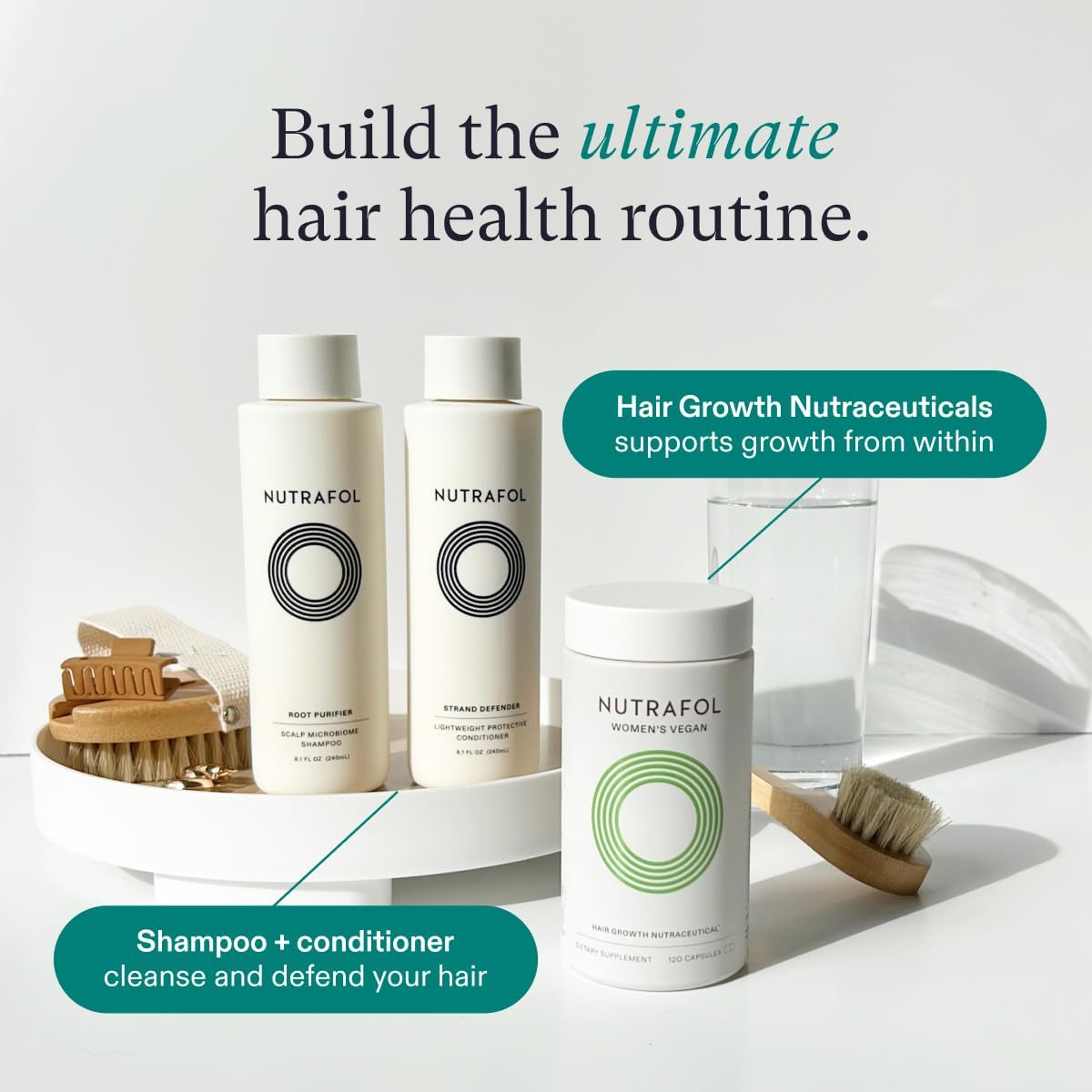 Nutrafol Women's Hair Growth Supplements, for Women 18-44 Years Old, Clinically Tested for Visibly Thicker, Stronger Hair, 100% Vegan Ingredients, Dermatologist Recommended - 1 Month Supply, 1 Pouch