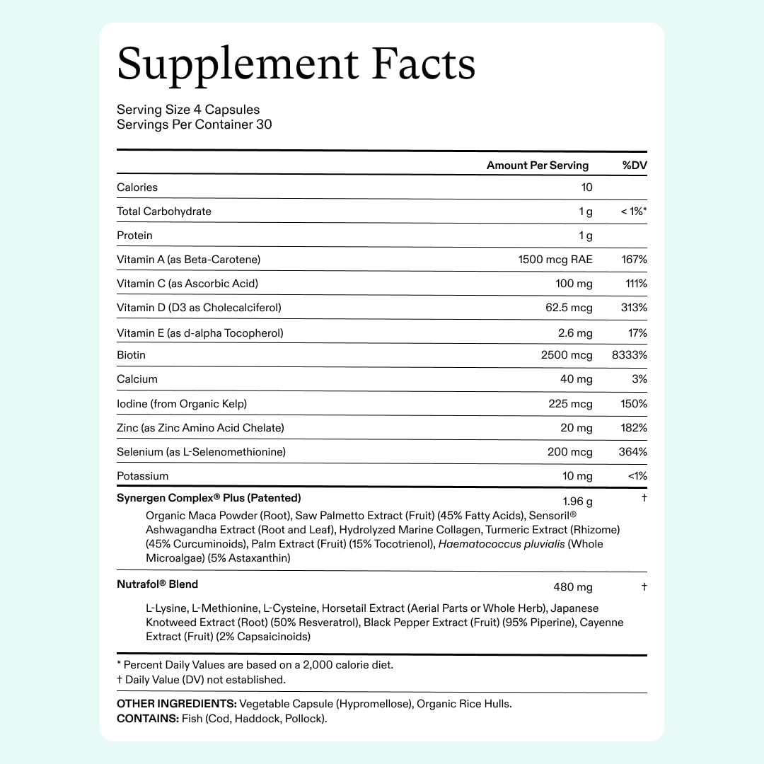 Nutrafol Women's Balance Hair Growth Supplements, for Ages 45+, Clinically Proven for Visibly Thicker Hair and Scalp Coverage, Dermatologist Recommended - 2 Month Supply, 2 Refill Pouches