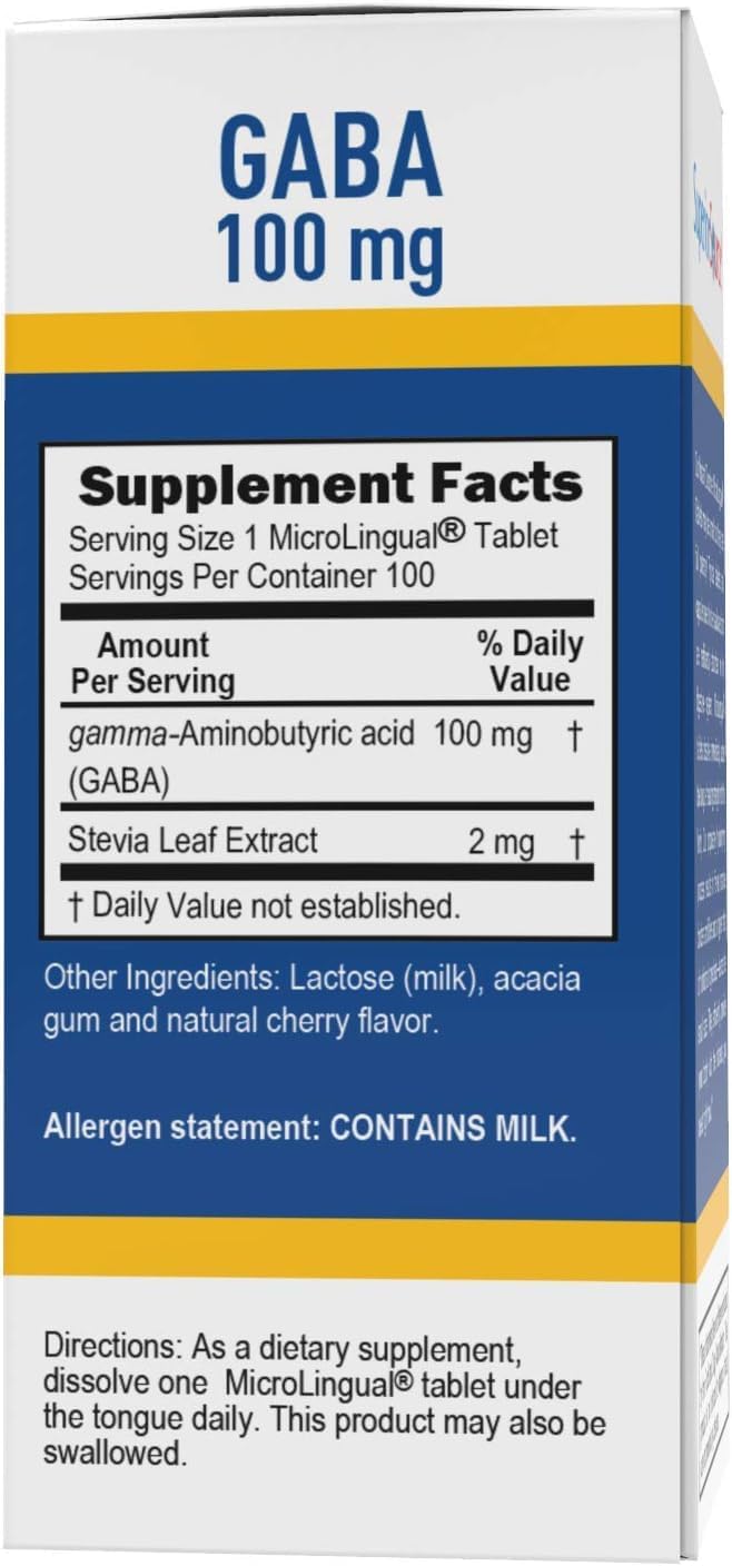Superior Source GABA 100 mg, Quick Dissolve MicroLingual Tablets, 100 Count, Brain Health Support