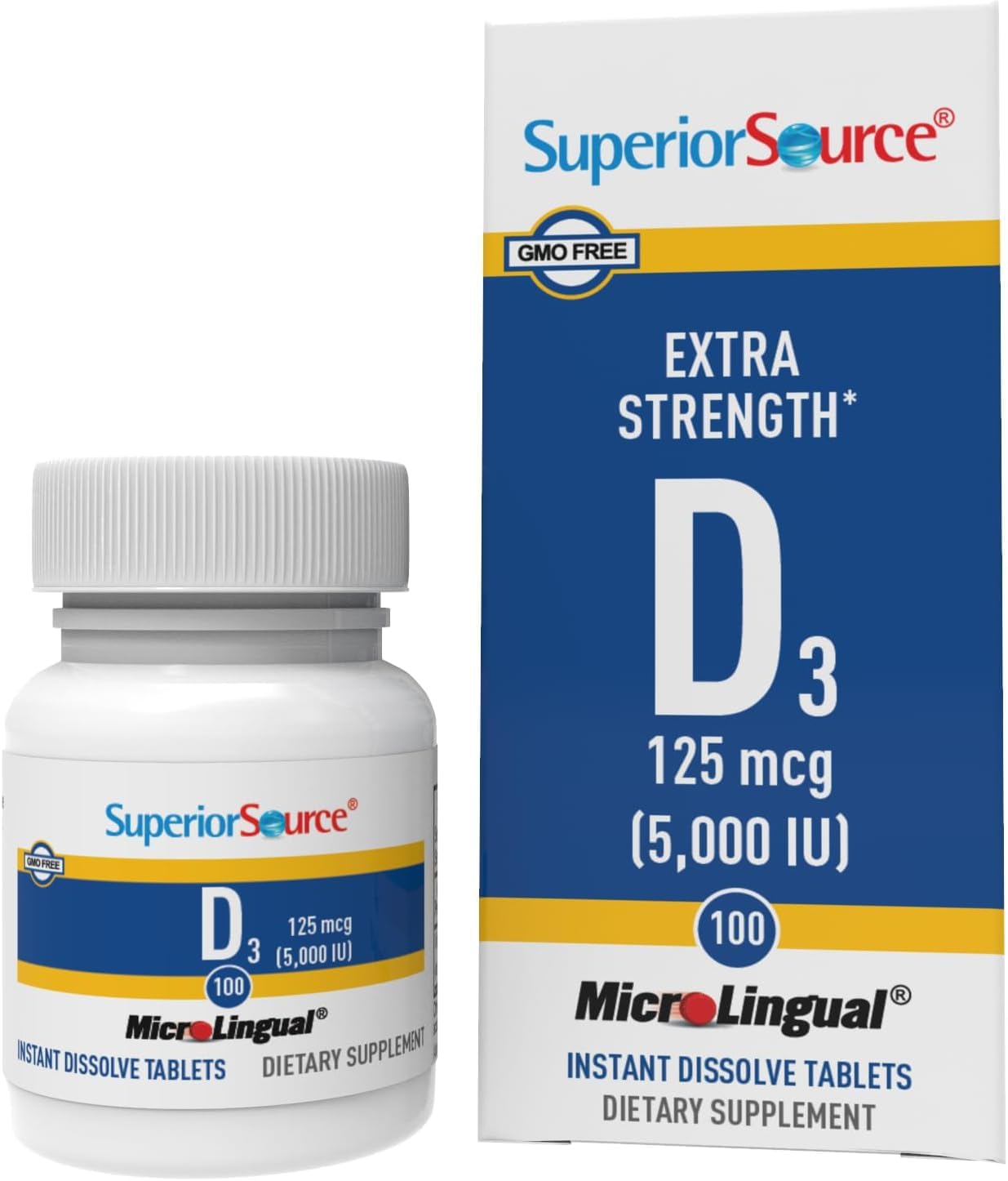 Superior Source Vitamin D3 5000 IU, Under The Tongue Quick Dissolve MicroLingual Tablets, 100 Count, Promotes Strong Bones and Teeth
