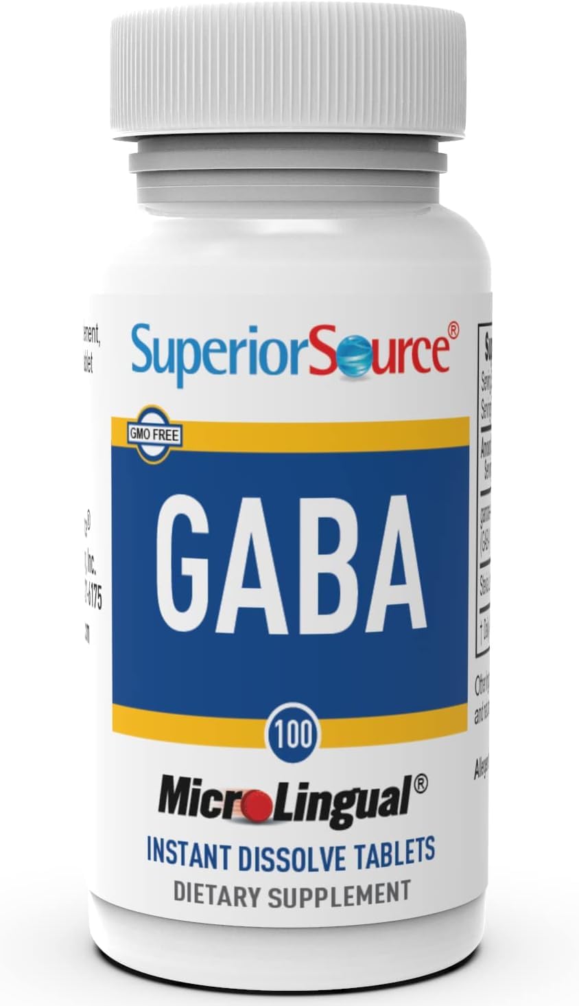 Superior Source GABA 100 mg, Quick Dissolve MicroLingual Tablets, 100 Count, Brain Health Support