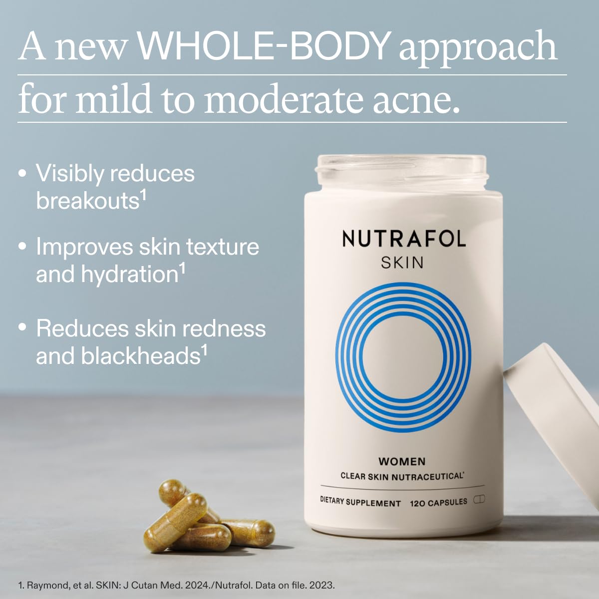 Nutrafol Clear Skin Acne Supplement for Women, Clinically Tested for Clearer, Smoother Skin, Physician-Formulated, Vegan