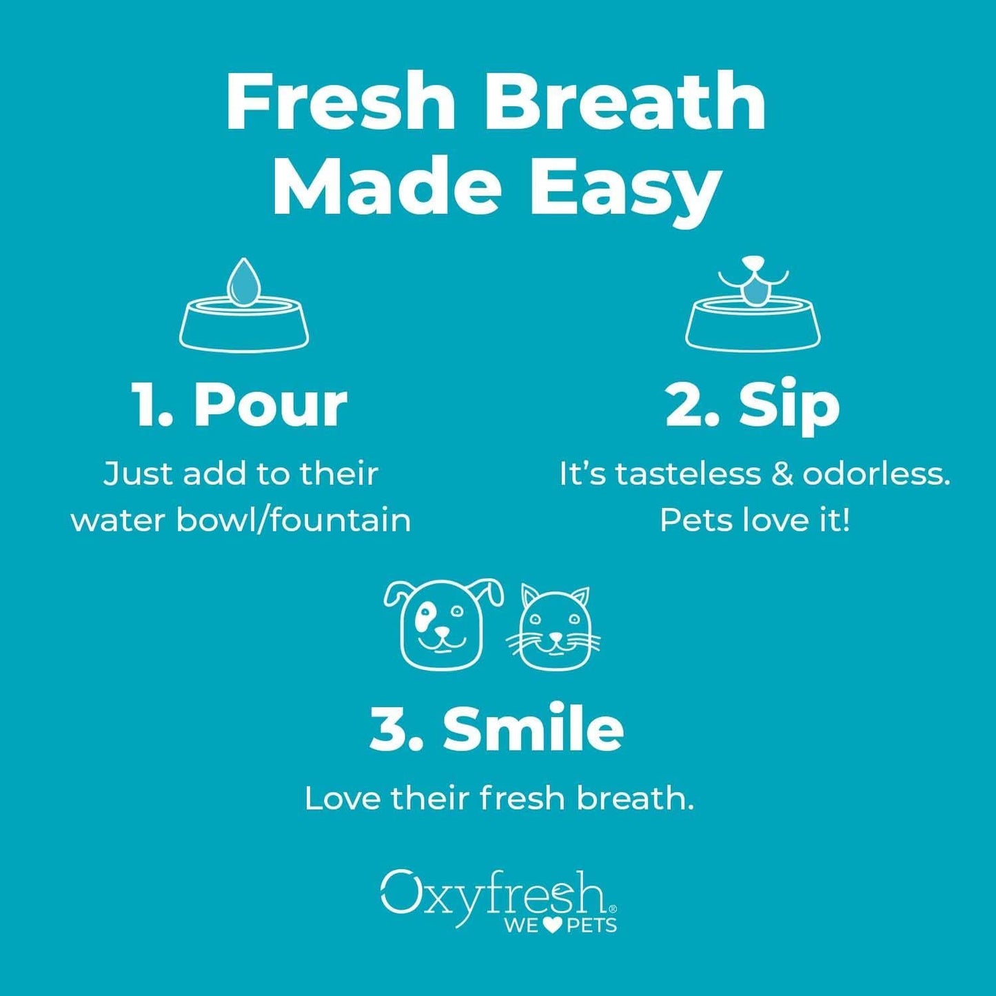 Oxyfresh Premium Pet Dental Care Pet Water Additive: Best Way to Eliminate Bad Dog Breath and Cat Bad Breath - Fights Tartar & Plaque - So Easy