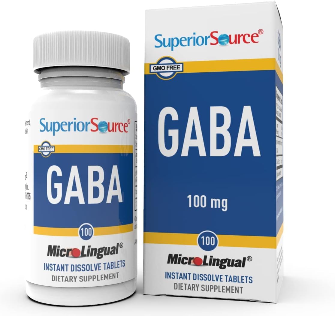 Superior Source GABA 100 mg, Quick Dissolve MicroLingual Tablets, 100 Count, Brain Health Support