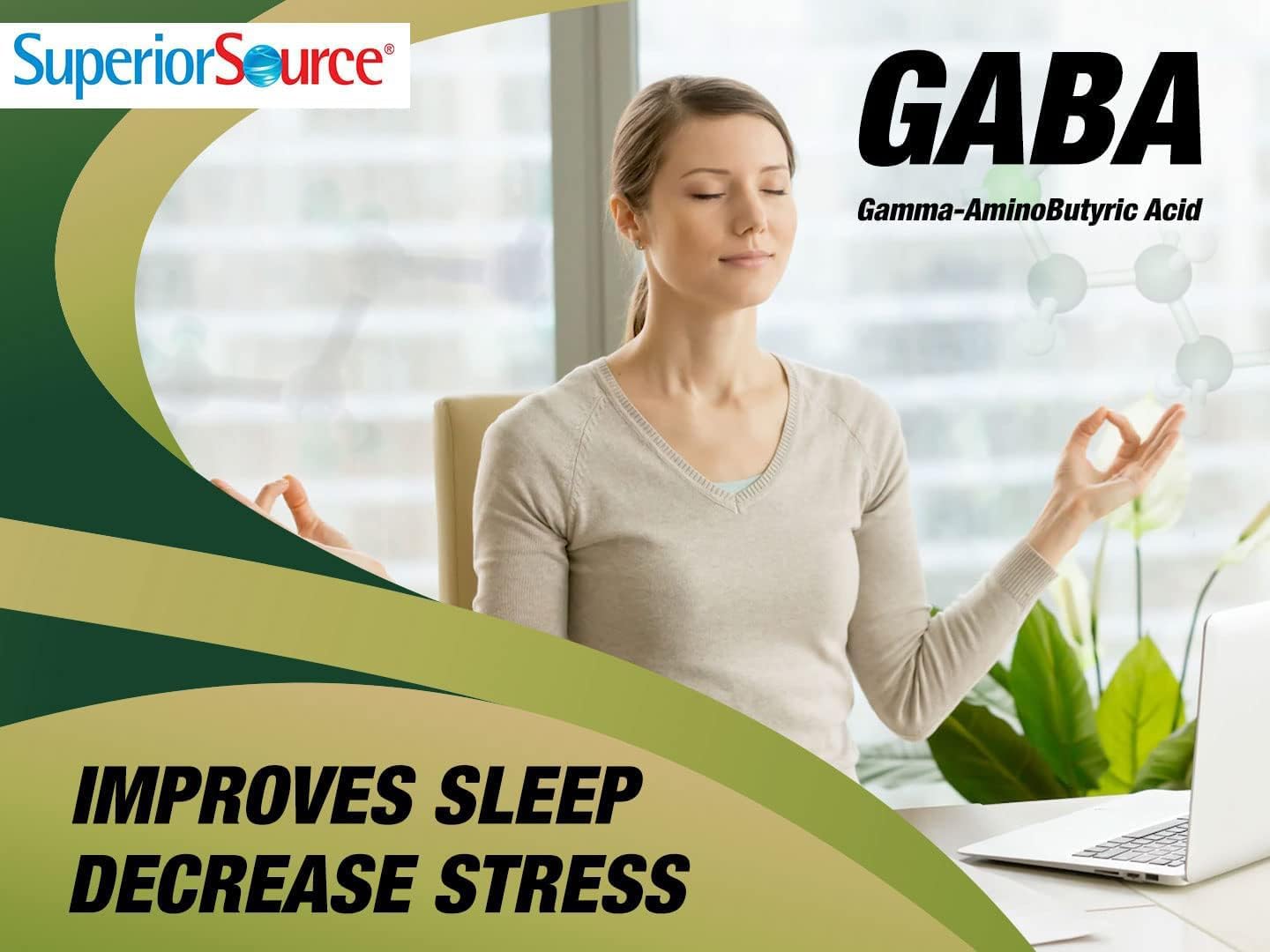 Superior Source GABA 100 mg, Quick Dissolve MicroLingual Tablets, 100 Count, Brain Health Support