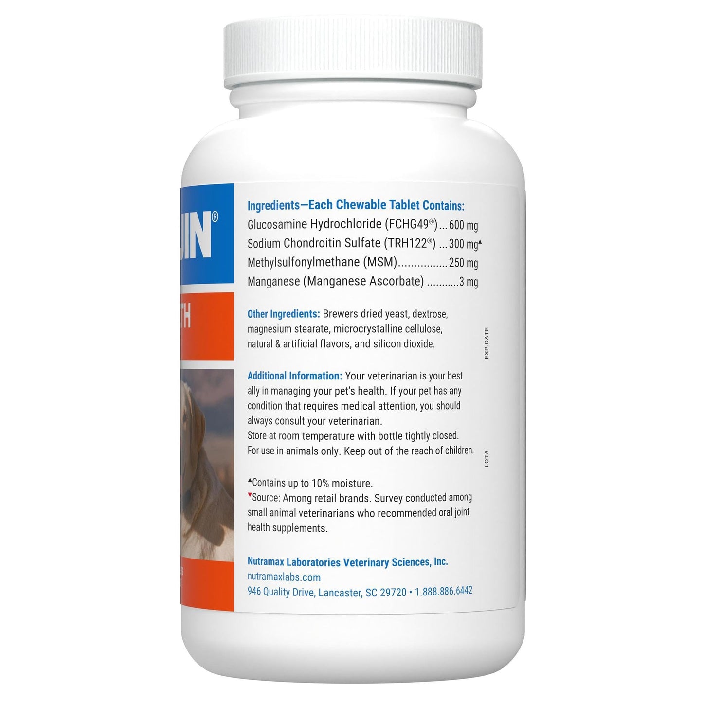 Nutramax Laboratories Cosequin Maximum Strength Joint Health Supplement for Dogs - With Glucosamine, Chondroitin, and MSM, 132 Chewable Tablets