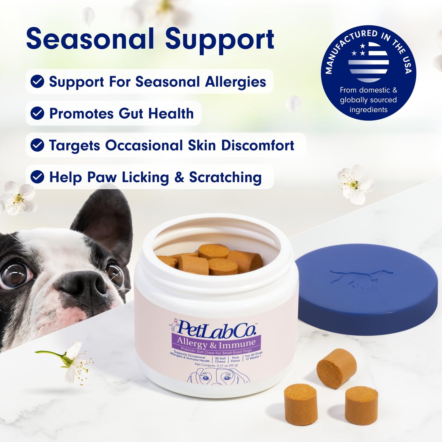 PetLab Co. Allergy & Immune Daily Probiotics for Dogs. Supports Yeast Production, Seasonal Allergies, Intermittent Itchiness