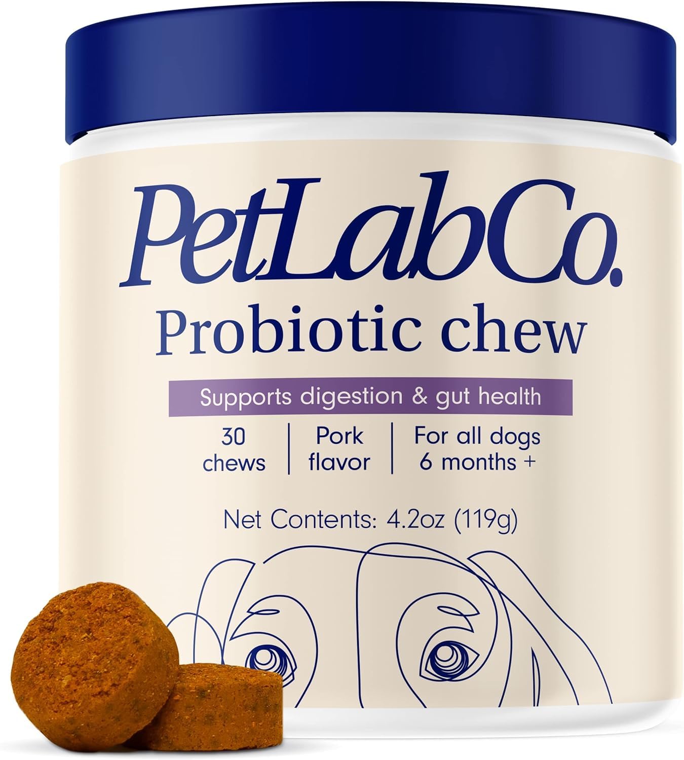 PetLab Co. Probiotics for Dogs, Support Gut Health, Occasional Diarrhea, Digestive Health & Seasonal Allergies - Pork Flavor