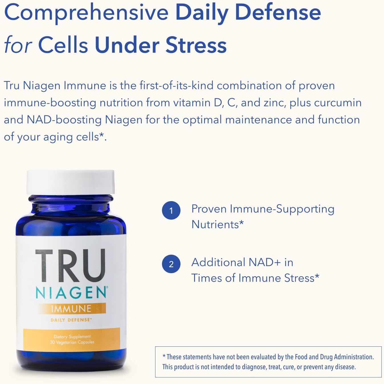 TRU NIAGEN Immune Support Supplement - Daily Defense - Vitamin C from Fermentation, Vegan Vitamin D3 2000 IU