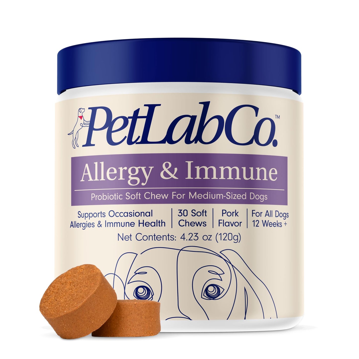 PetLab Co. Allergy & Immune Daily Probiotics for Dogs. Supports Yeast Production, Seasonal Allergies, Intermittent Itchiness