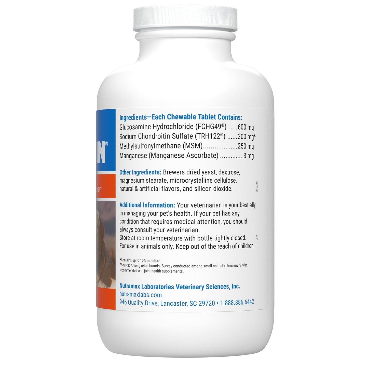 Nutramax Laboratories Cosequin Maximum Strength Joint Health Supplement for Dogs - With Glucosamine, Chondroitin, and MSM, 132 Chewable Tablets