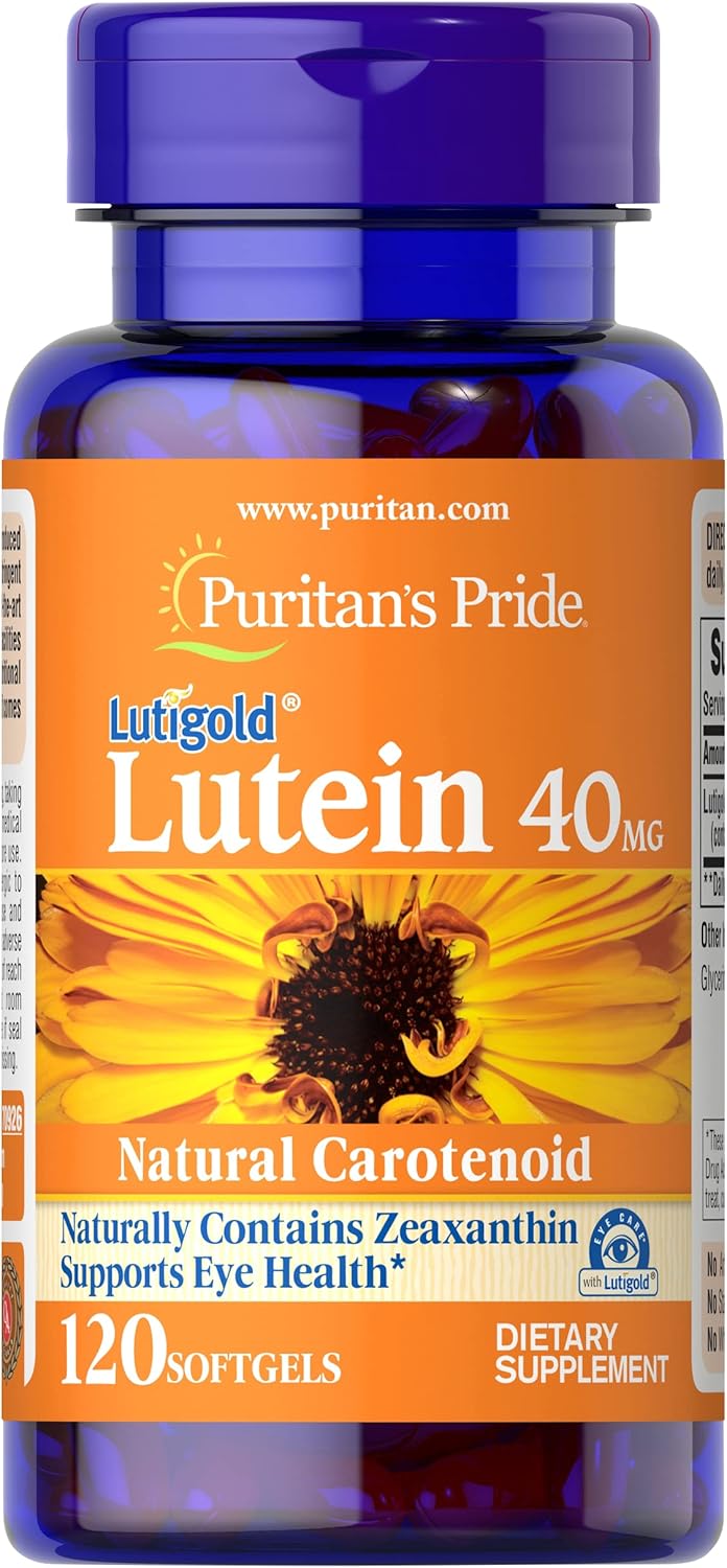 Puritan's Pride Lutein 40mg With Zeaxanthin, Supports Eye Health, 120 Count (Pack of 1)