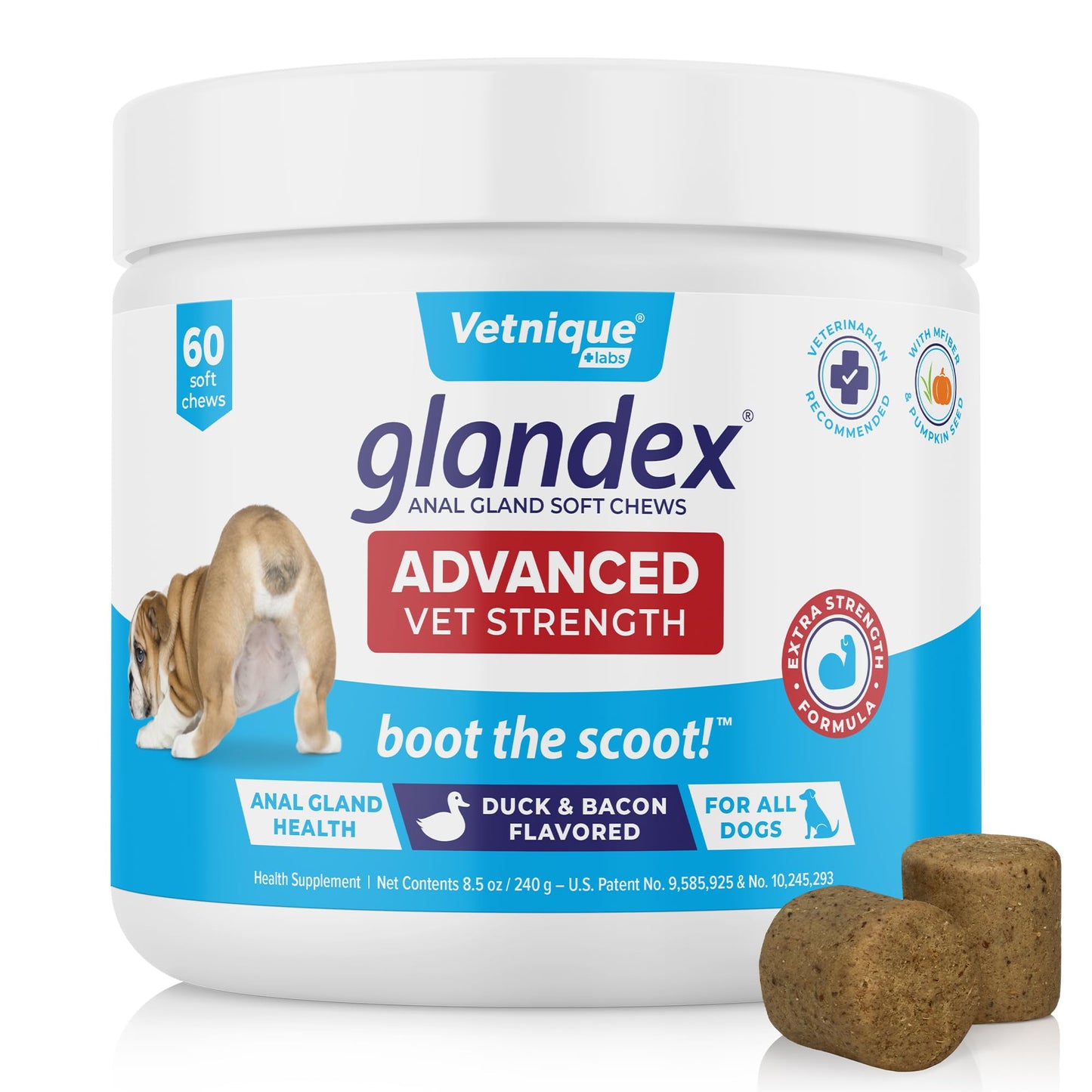 Glandex Anal Gland Soft Chew Treats with Pumpkin for robiotics Fiber Supplement for Dogs Boot The Scoot (Peanut Butter Chews, 60ct)