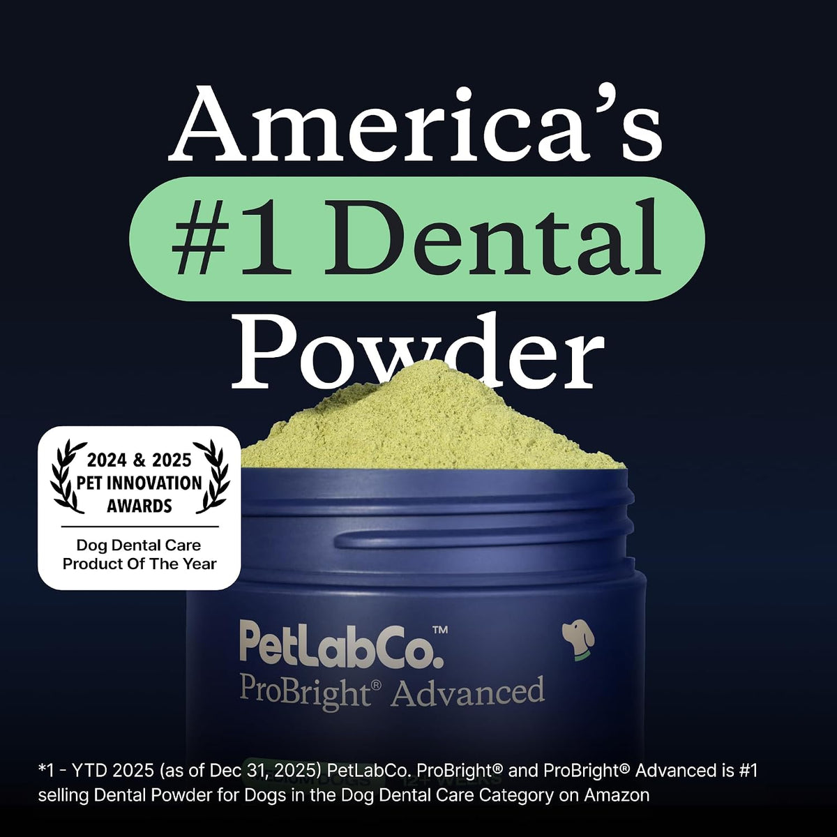 PetLab Co. ProBright Advanced Dental Powder - Dog Breath Freshener - Teeth Cleaning Made Easy – Targets Tartar & Bad Breath