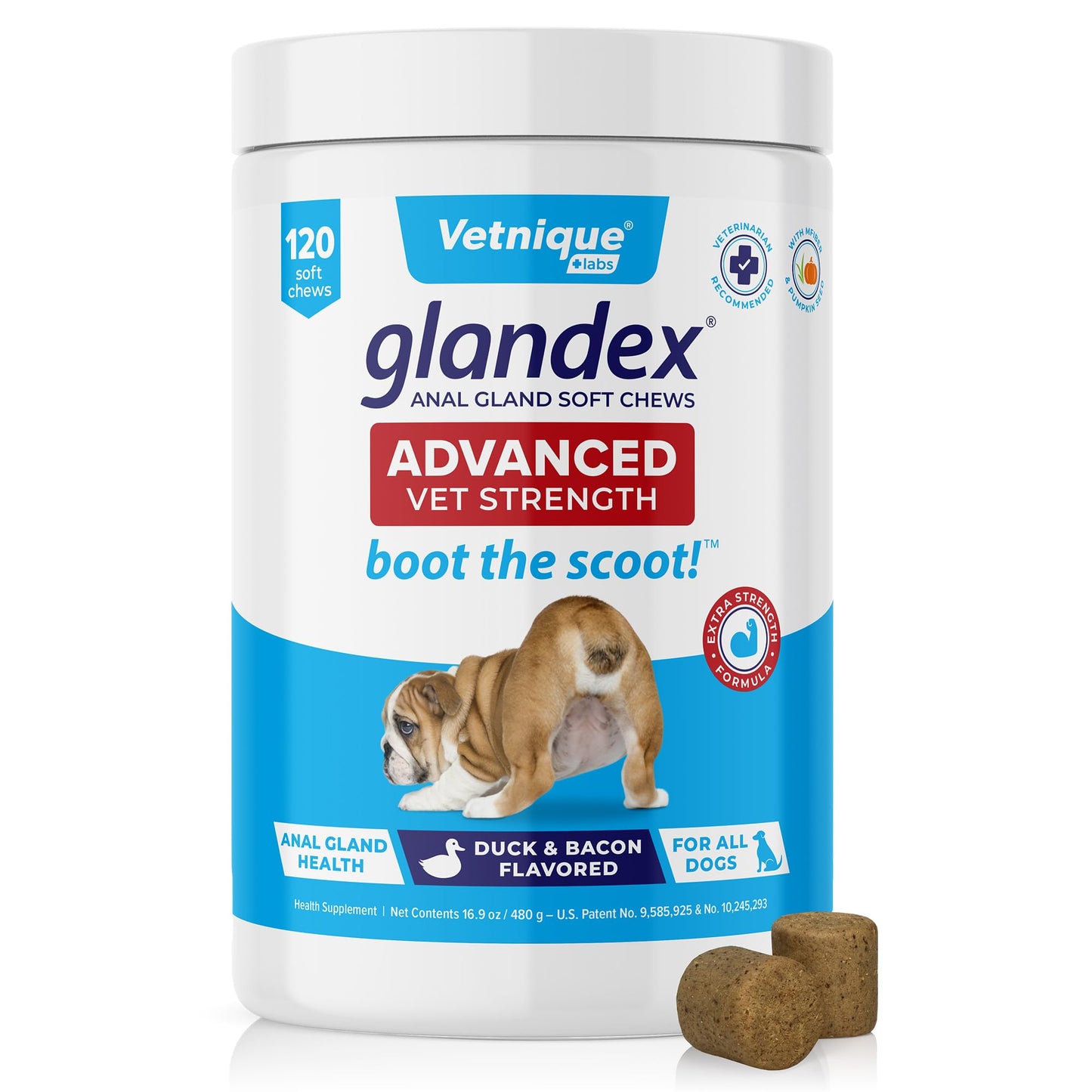Glandex Anal Gland Soft Chew Treats with Pumpkin for robiotics Fiber Supplement for Dogs Boot The Scoot (Peanut Butter Chews, 60ct)
