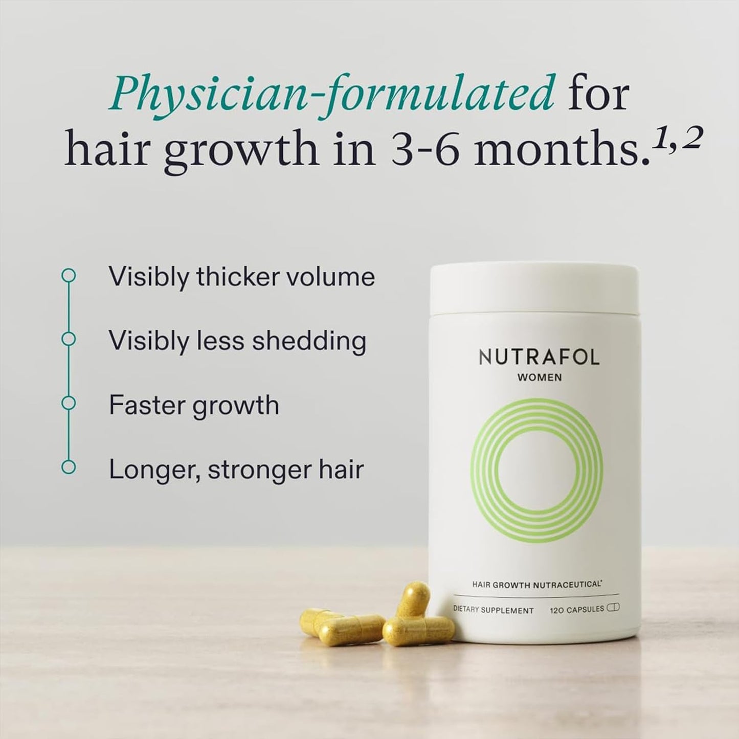 Nutrafol Women's Hair Growth Supplements, Ages 18-44, Clinically Proven for Visibly Thicker and Stronger