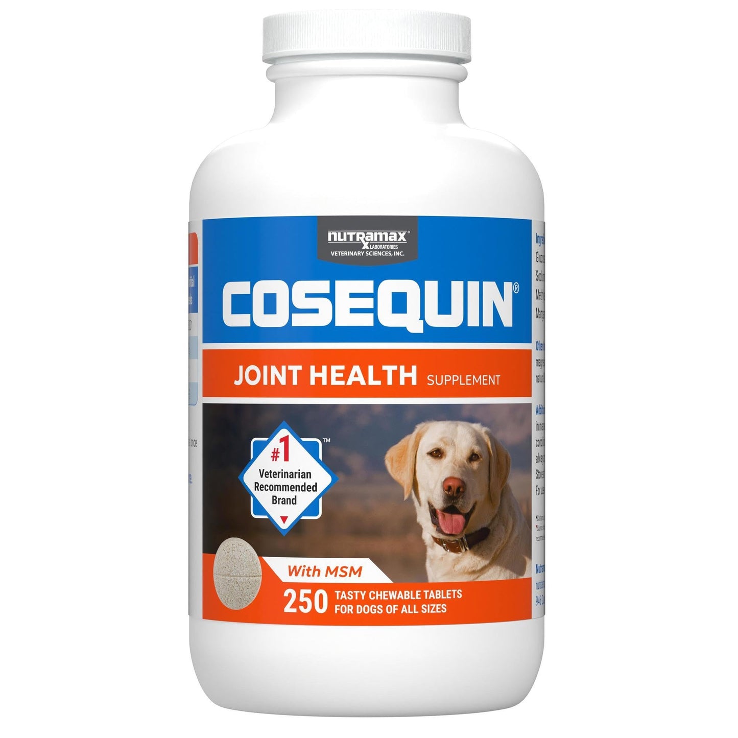 Nutramax Laboratories Cosequin Maximum Strength Joint Health Supplement for Dogs - With Glucosamine, Chondroitin, and MSM, 132 Chewable Tablets