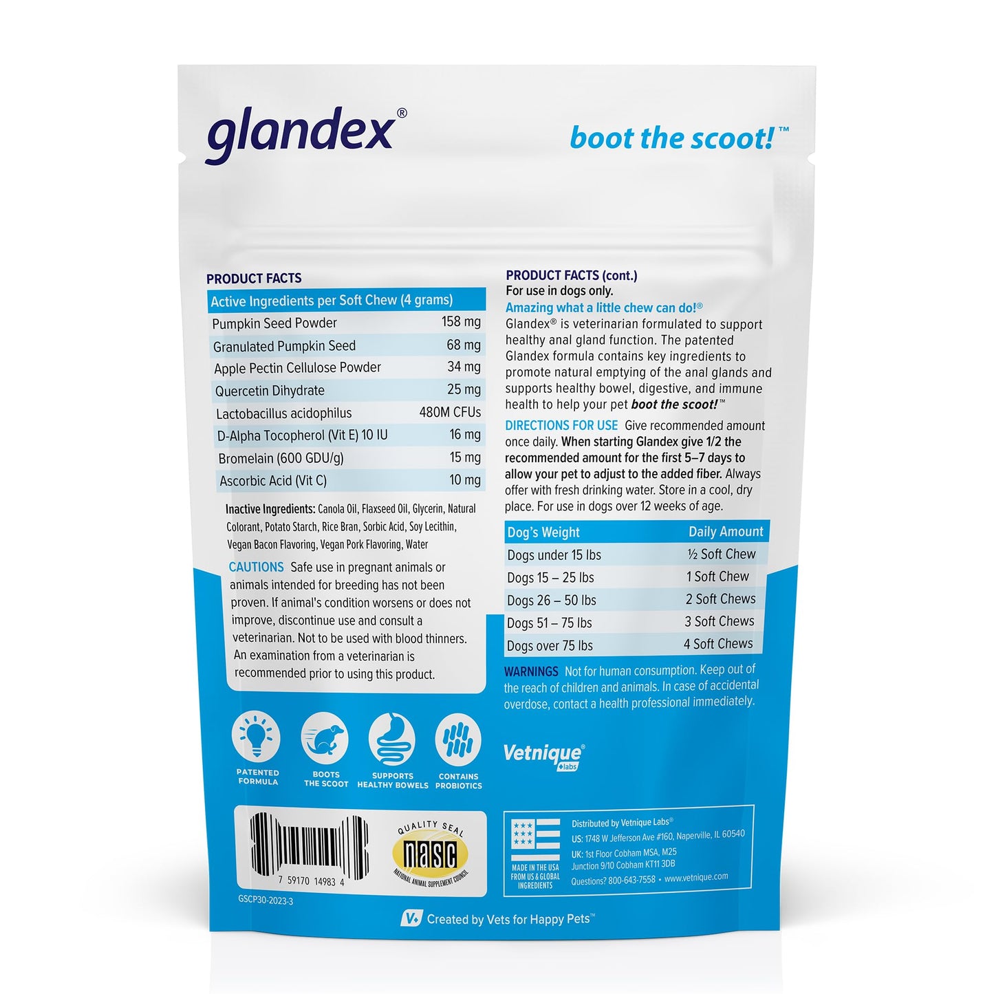 Glandex Anal Gland Soft Chew Treats with Pumpkin for robiotics Fiber Supplement for Dogs Boot The Scoot (Peanut Butter Chews, 60ct)