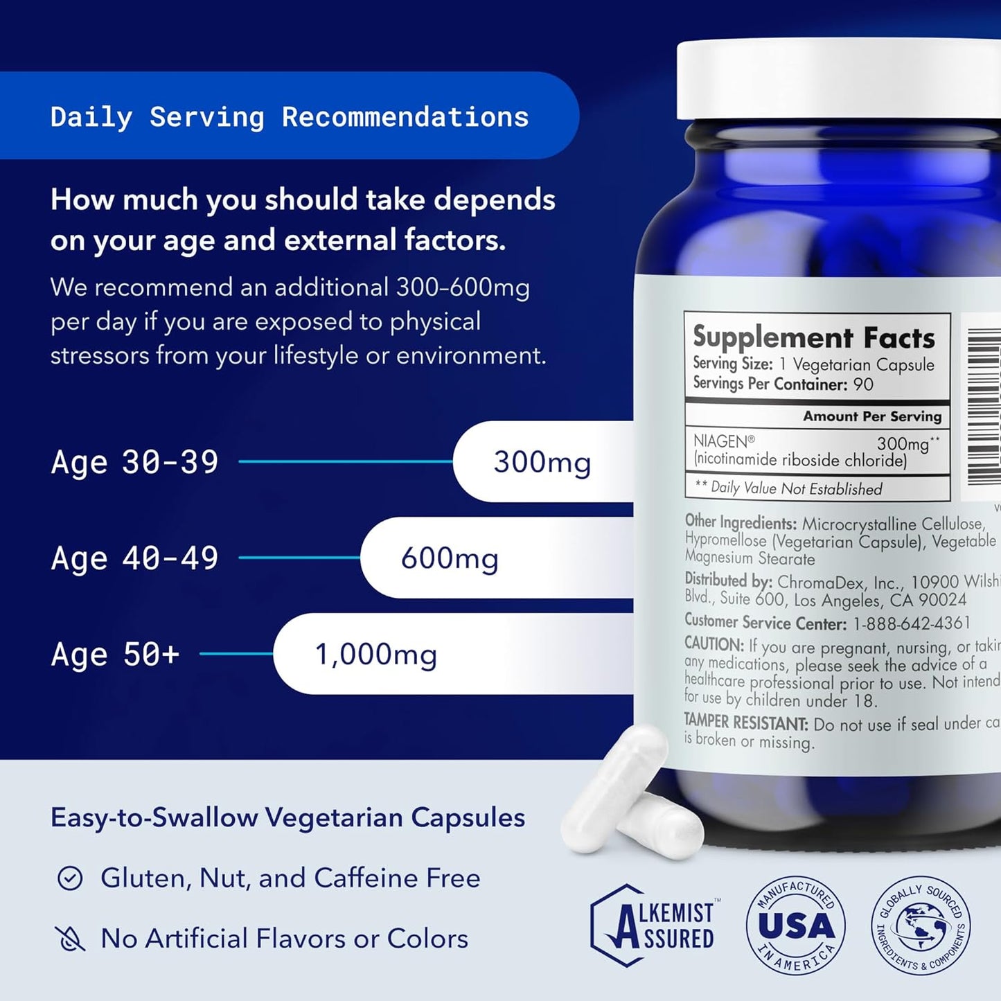 TRU NIAGEN Patented NAD+ Supplement for Anti Aging and Cell Regeneration, 300 mg Niagen, 90 Servings