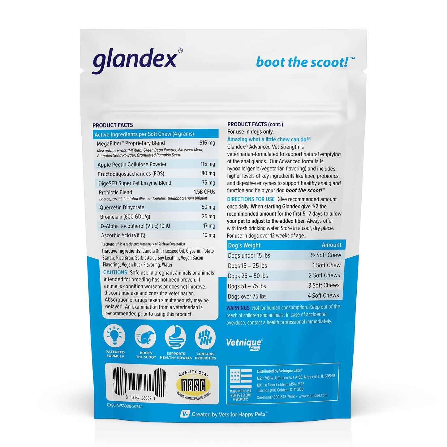 Glandex Anal Gland Soft Chew Treats with Pumpkin for robiotics Fiber Supplement for Dogs Boot The Scoot (Peanut Butter Chews, 60ct)