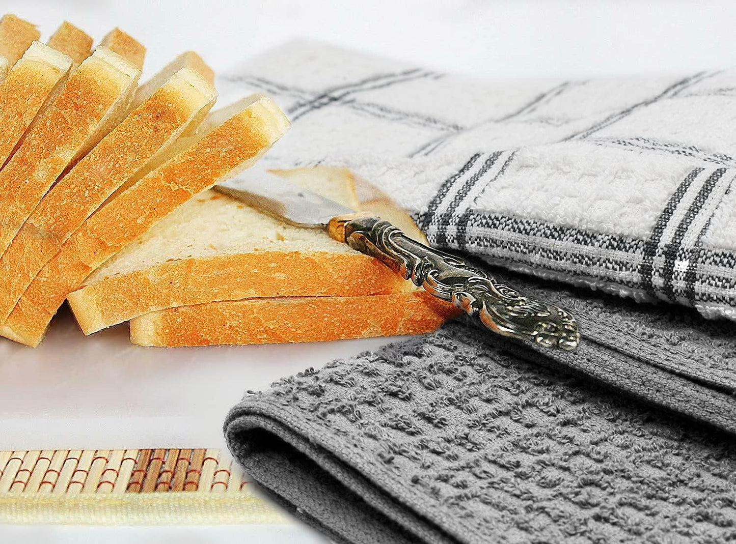 Kitchen Wash Cloths for Dishes - Pack of 8, 12X12 Inches - Super Soft, Highly Absorbent, Quick Dry, Smell Free Rags- Kitchen Towels and Dishcloths Sets for Cleaning - Grey