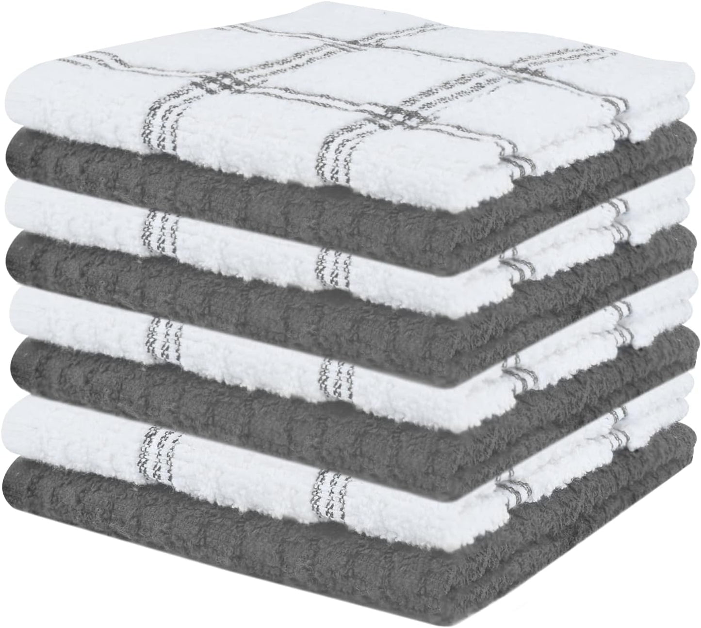 Kitchen Wash Cloths for Dishes - Pack of 8, 12X12 Inches - Super Soft, Highly Absorbent, Quick Dry, Smell Free Rags- Kitchen Towels and Dishcloths Sets for Cleaning - Grey