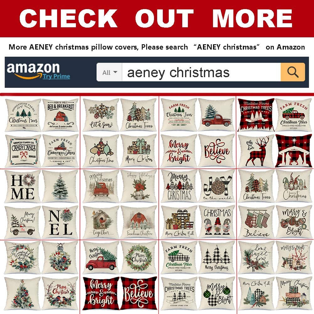 Buffalo Plaid Christmas Pillow Covers 20X20 Set of 4 Christmas Pillows Xmas Winter Holiday Throw Pillows Deer Farmhouse Christmas Decor Red Truck Christmas Decorations for Couch A265-20