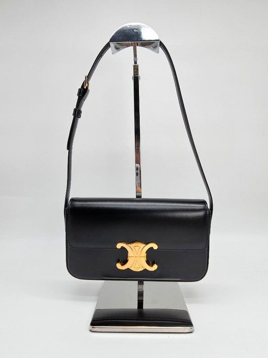 Celine Triomphe Claude Shoulder Bag - Black Leather (Pre-Owned, Grade A)