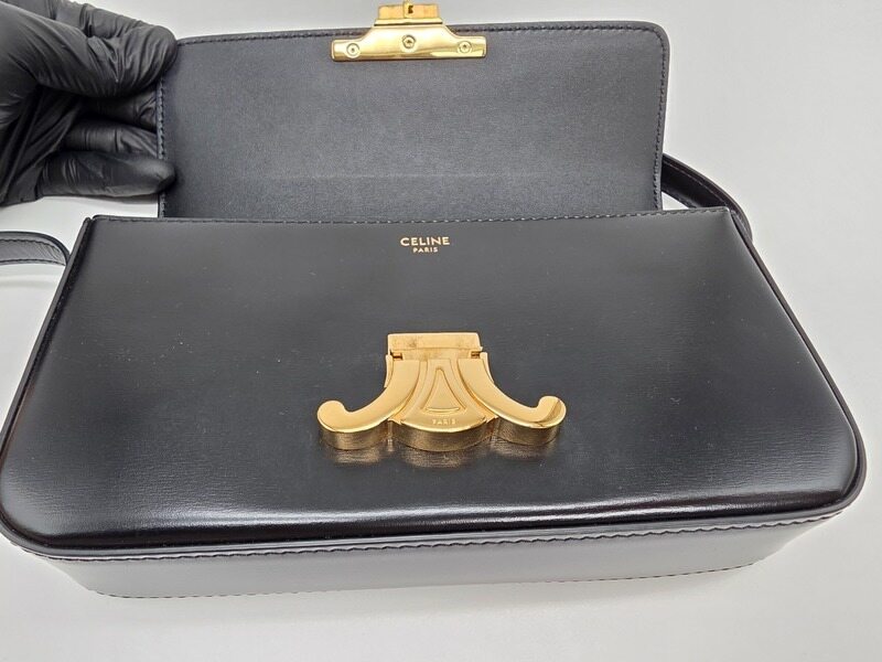 Celine Triomphe Claude Shoulder Bag - Black Leather (Pre-Owned, Grade A)