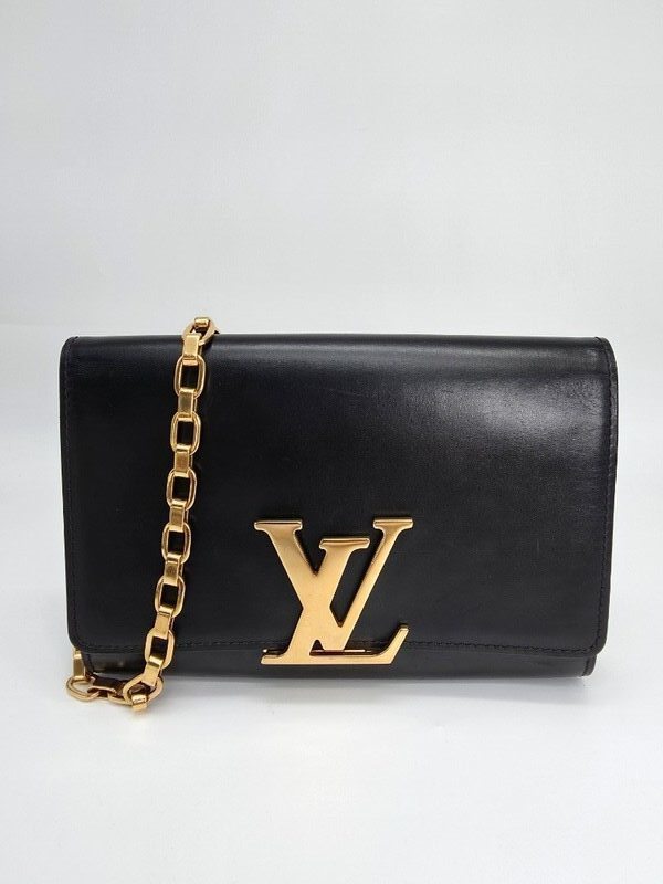 Louis Vuitton Louise Chain Shoulder Bag - Black Leather (Pre-Owned, Grade B)