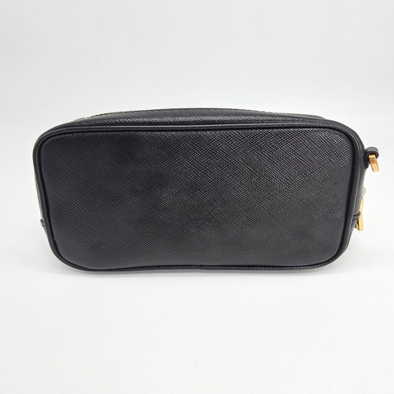 PRADA — Saffiano Leather Mini Camera Bag Pre-owned (Black / Leather)