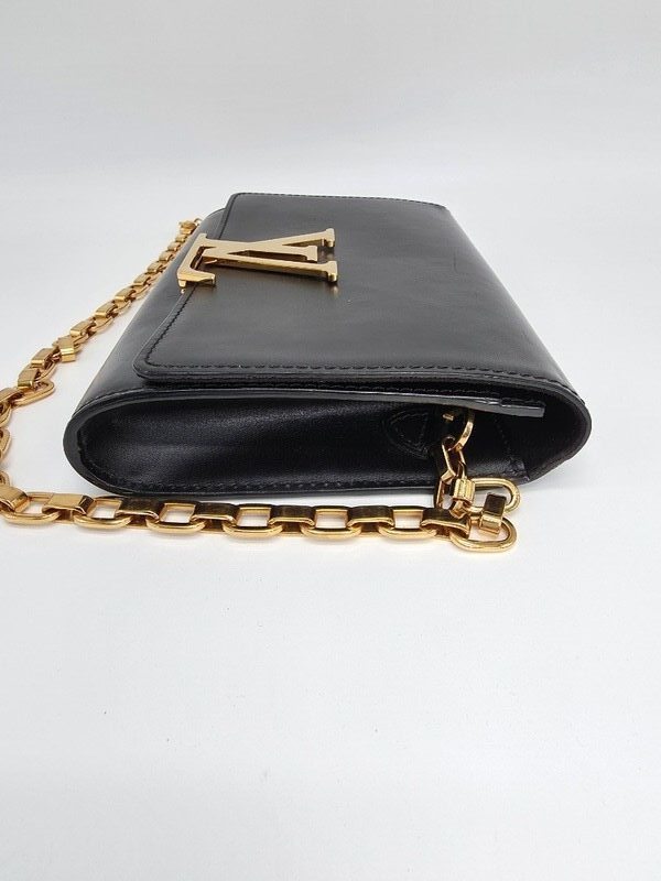 Louis Vuitton Louise Chain Shoulder Bag - Black Leather (Pre-Owned, Grade B)