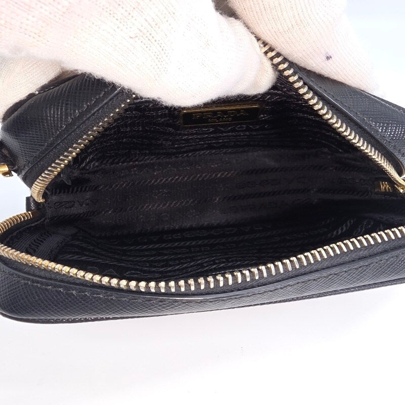 PRADA — Saffiano Leather Mini Camera Bag Pre-owned (Black / Leather)