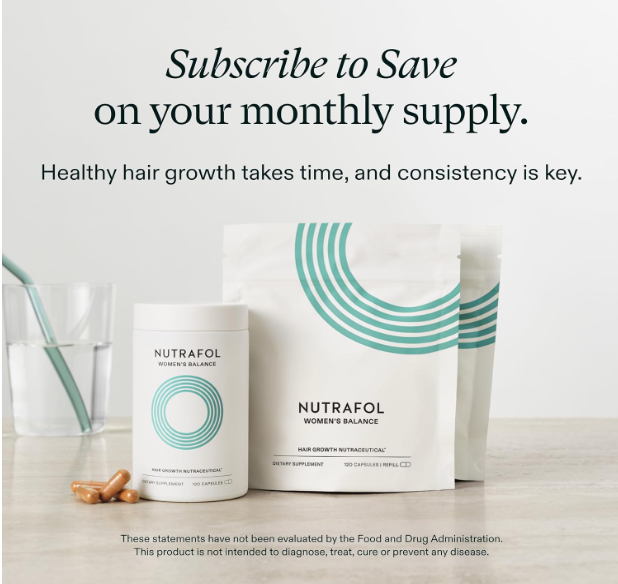 Nutrafol Women's Balance Hair Growth Supplements, for Women 45 Years and Older, Clinically Proven for Visibly Thicker Hair and Scalp Coverage, Dermatologist Recommended - 3 Month Supply, Pack of 3
