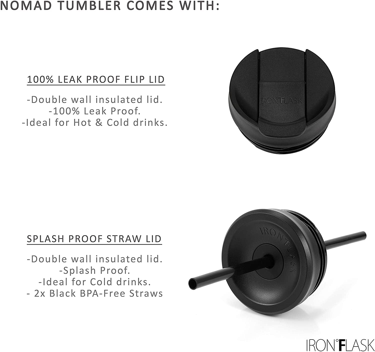 Nomad Tumbler - 2 Lids (Straw/Flip), Vacuum Insulated Stainless Steel Bottle, Double Walled, Drinking Cup, Thermos Coffee Travel Mug, Water - Rose Gold, 20 Oz