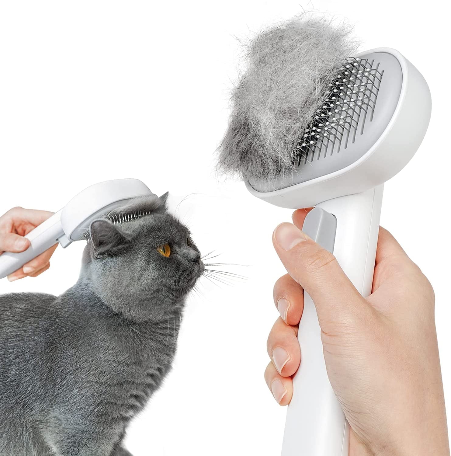 Cat Brush for Shedding, Cat Brushes for Indoor Cats, Cat Brush for Long or Short Haired Cats, Cat Hair Brush Cat Grooming Deshedding Brush for Dog Kitten Horse Massage Removes Loose Fur, White