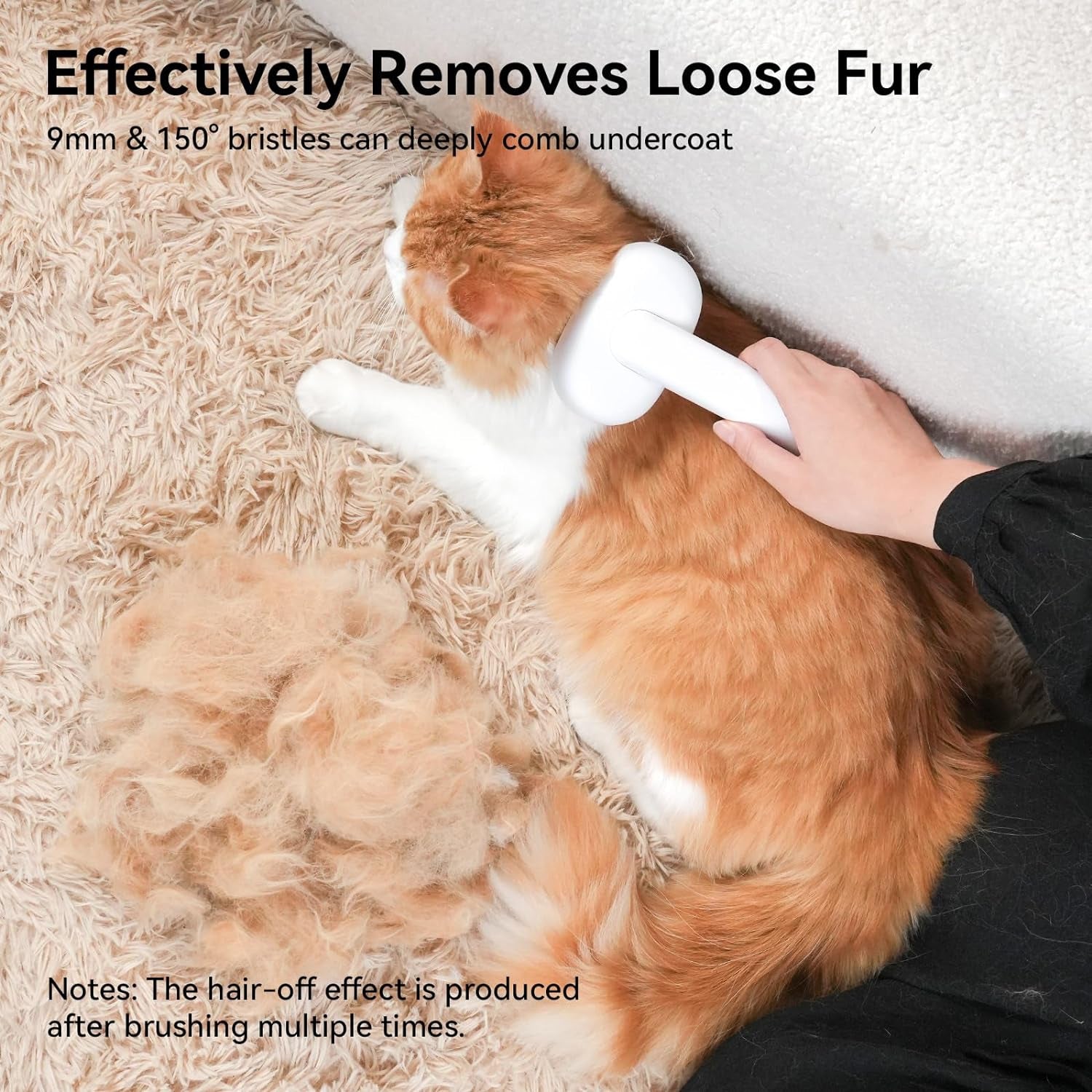 Cat Brush for Shedding, Cat Brushes for Indoor Cats, Cat Brush for Long or Short Haired Cats, Cat Hair Brush Cat Grooming Deshedding Brush for Dog Kitten Horse Massage Removes Loose Fur, White