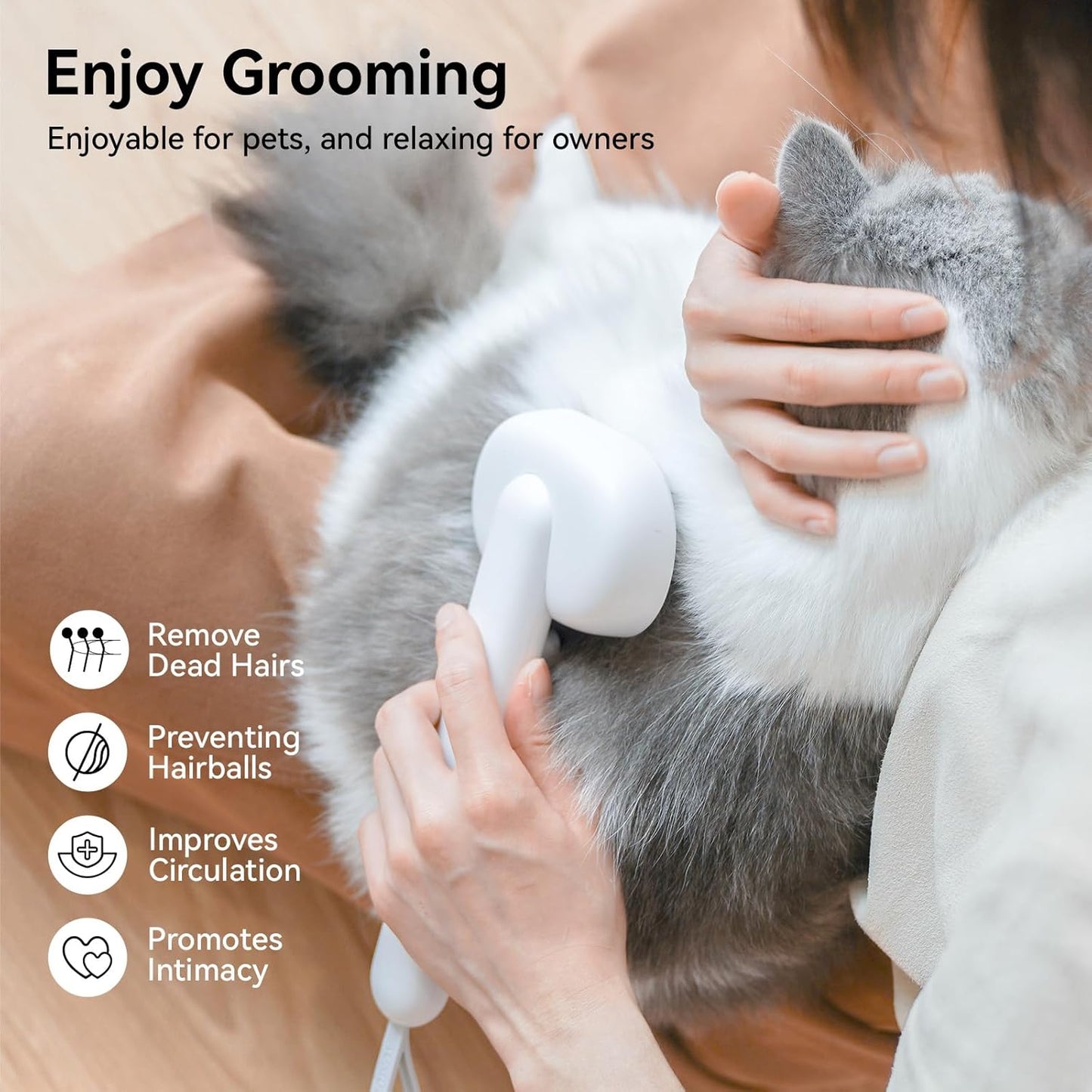 Cat Brush for Shedding, Cat Brushes for Indoor Cats, Cat Brush for Long or Short Haired Cats, Cat Hair Brush Cat Grooming Deshedding Brush for Dog Kitten Horse Massage Removes Loose Fur, White