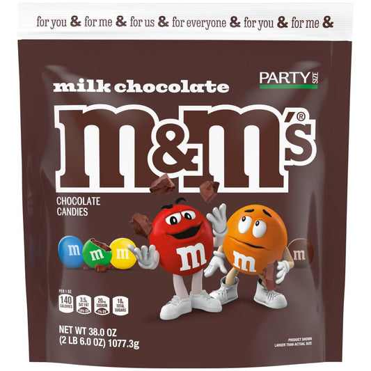 M&M'S Milk Chocolate Candy, Party Size, 38 oz Bag