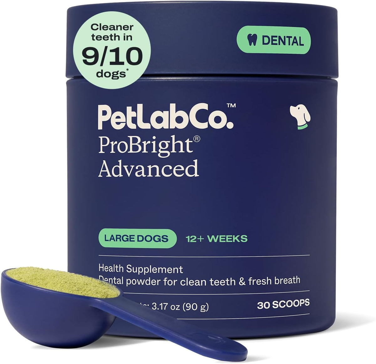 PetLab Co. ProBright Advanced Dental Powder - Dog Breath Freshener - Teeth Cleaning Made Easy – Targets Tartar & Bad Breath