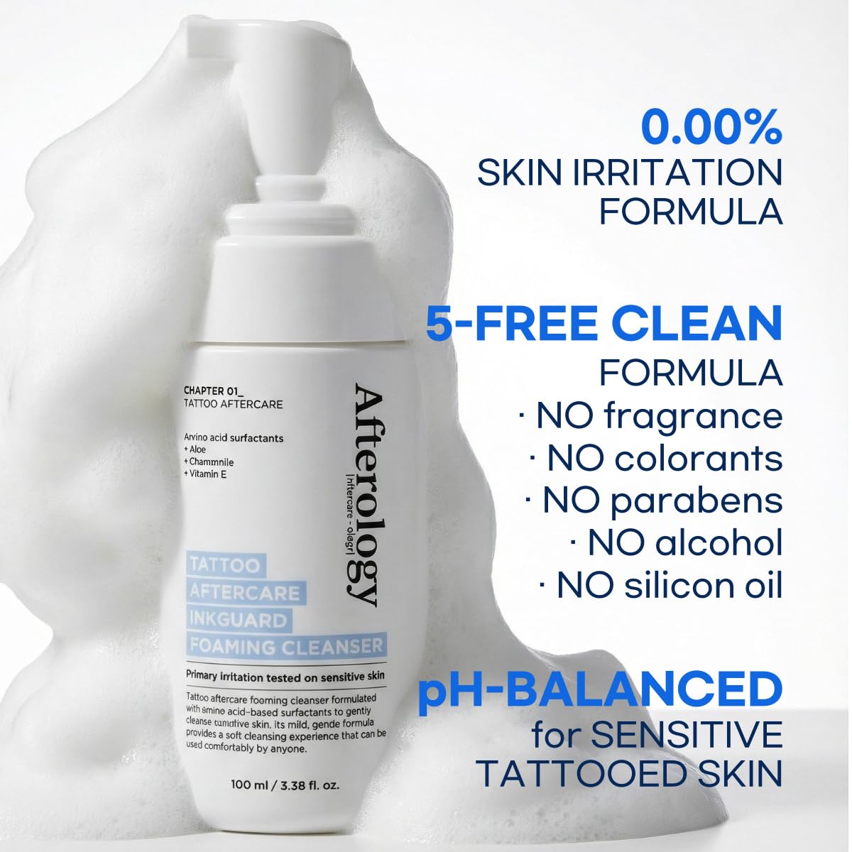 Tattoo Soap, Unscented Tattoo wash with Clean + Vegan Ingredients,aftercare wash for fresh ink,3.38 fl.oz