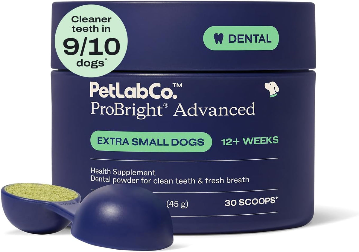 PetLab Co. ProBright Advanced Dental Powder - Dog Breath Freshener - Teeth Cleaning Made Easy – Targets Tartar & Bad Breath